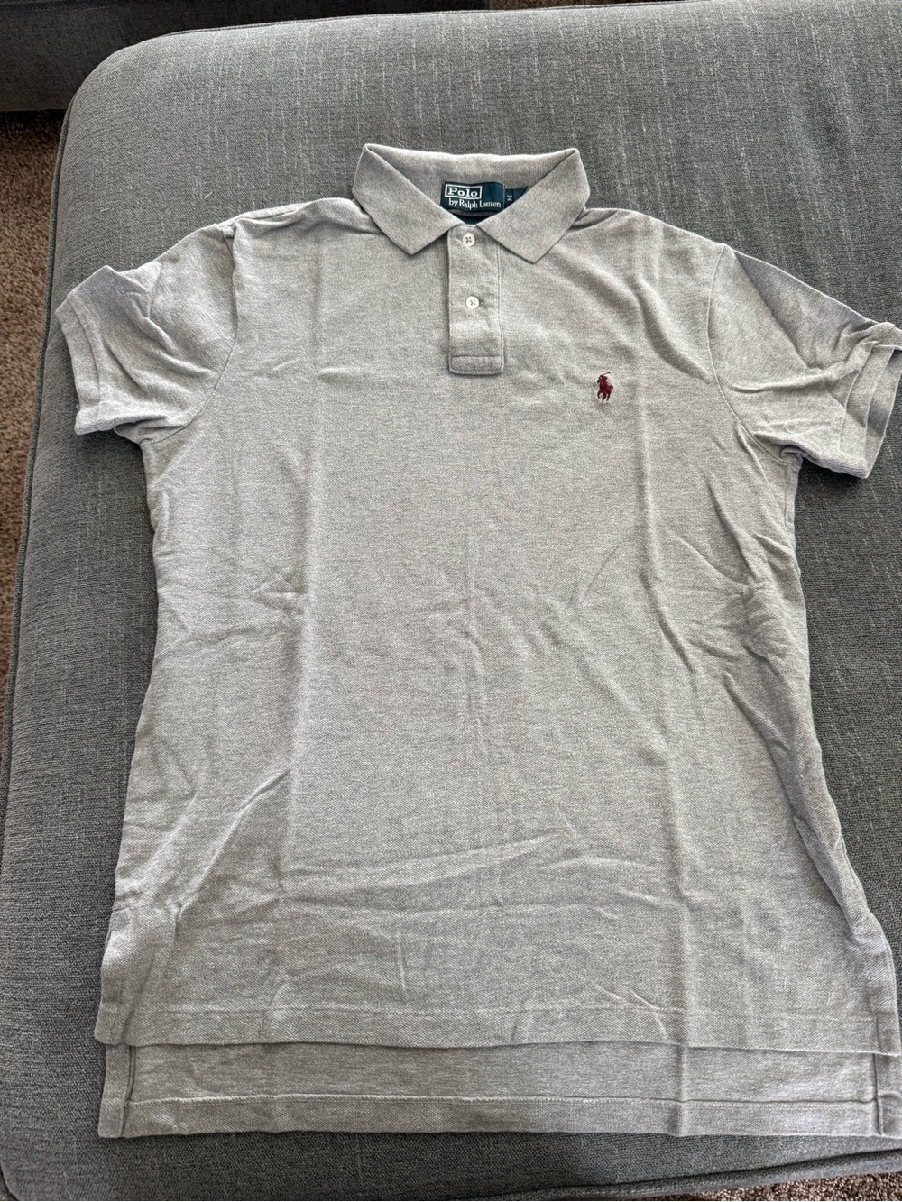 Polo by Ralph Lauren Men’s Gray Polo Shirt with Maroon Pony